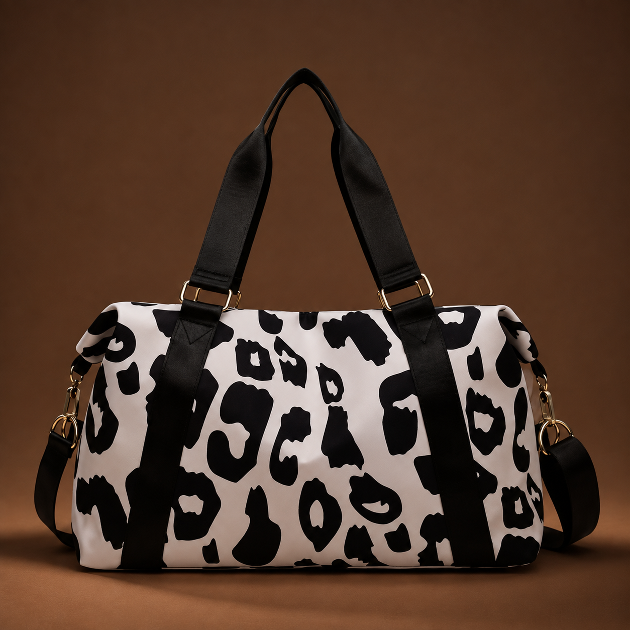 Black and white Leopard Print Gym Bag